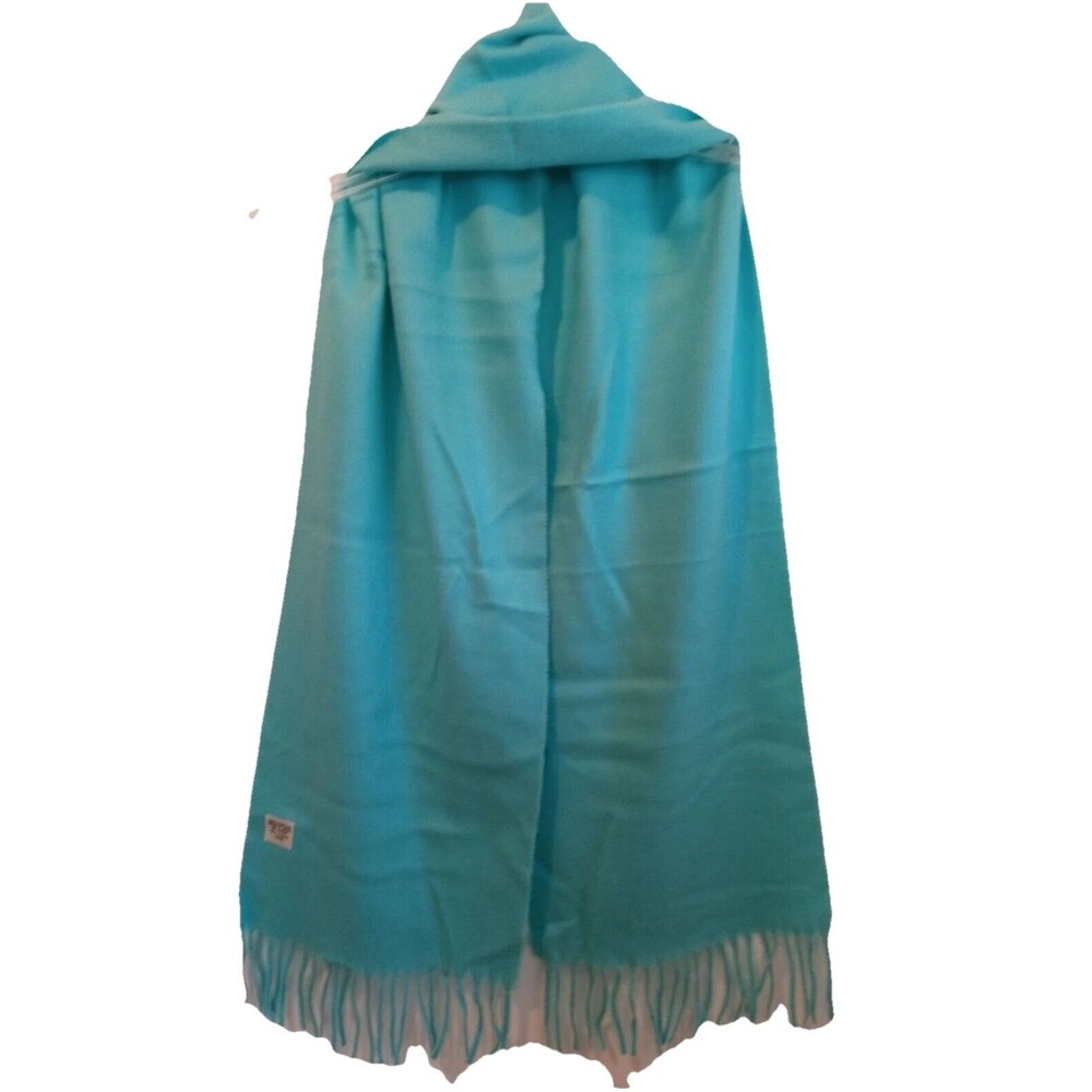 New Teal Scarf 100% Acrylic Made in Japan Scarf w/ Fringe 56" Long So Soft Cozy